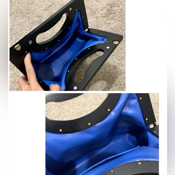 Unique Cowhide Leather Tie-dye Print Handmade Wooden Frame Top Handle Bag - Picture 15 of 16